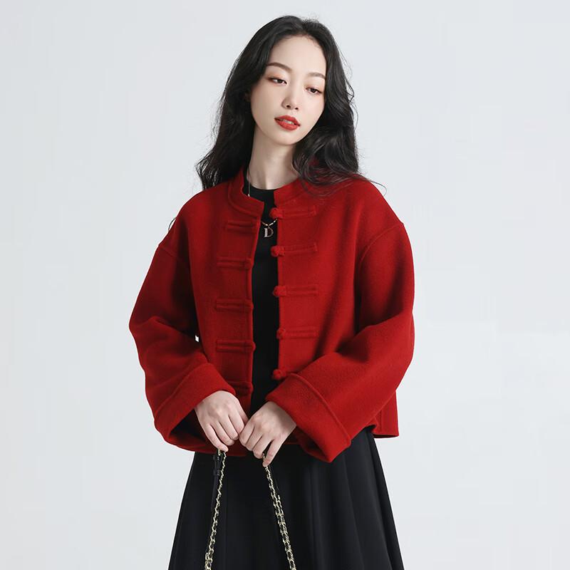 

Yiliteng Women s New Chinese Style Short Double-Faced Wool Coat M