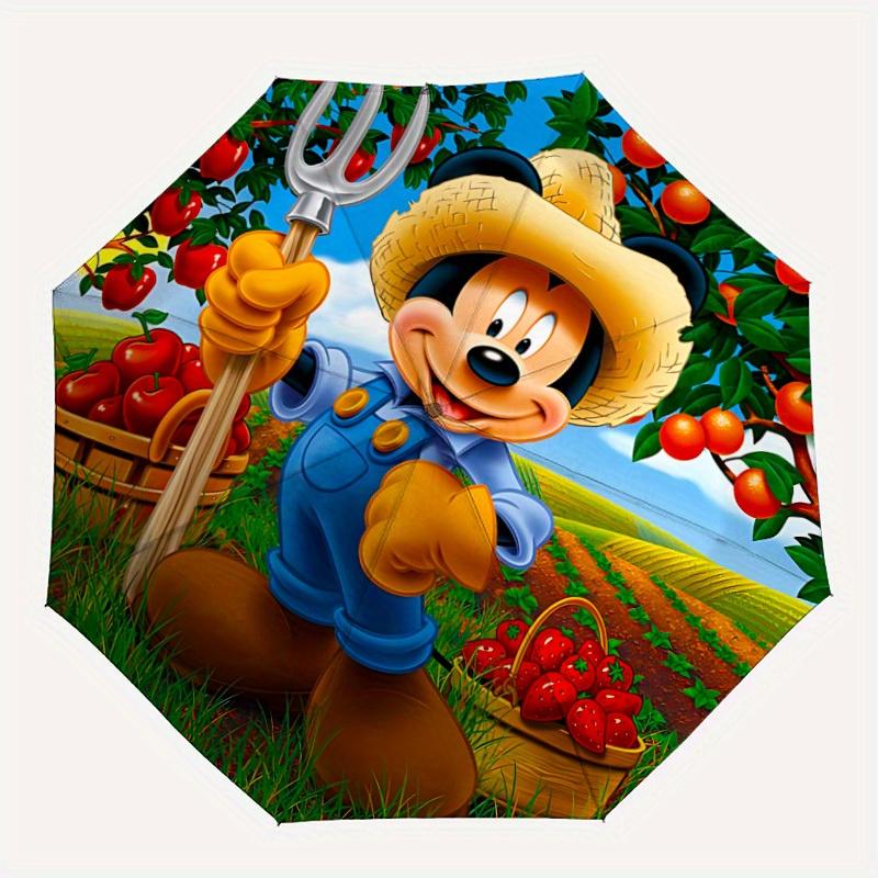 

1pc Mickey Mouse Automatic Folding Umbrella - Portable Foldable Design with 8 Ribs, Durable Plastic & Iron Frame, Outdoor Umbrella yy250731015
