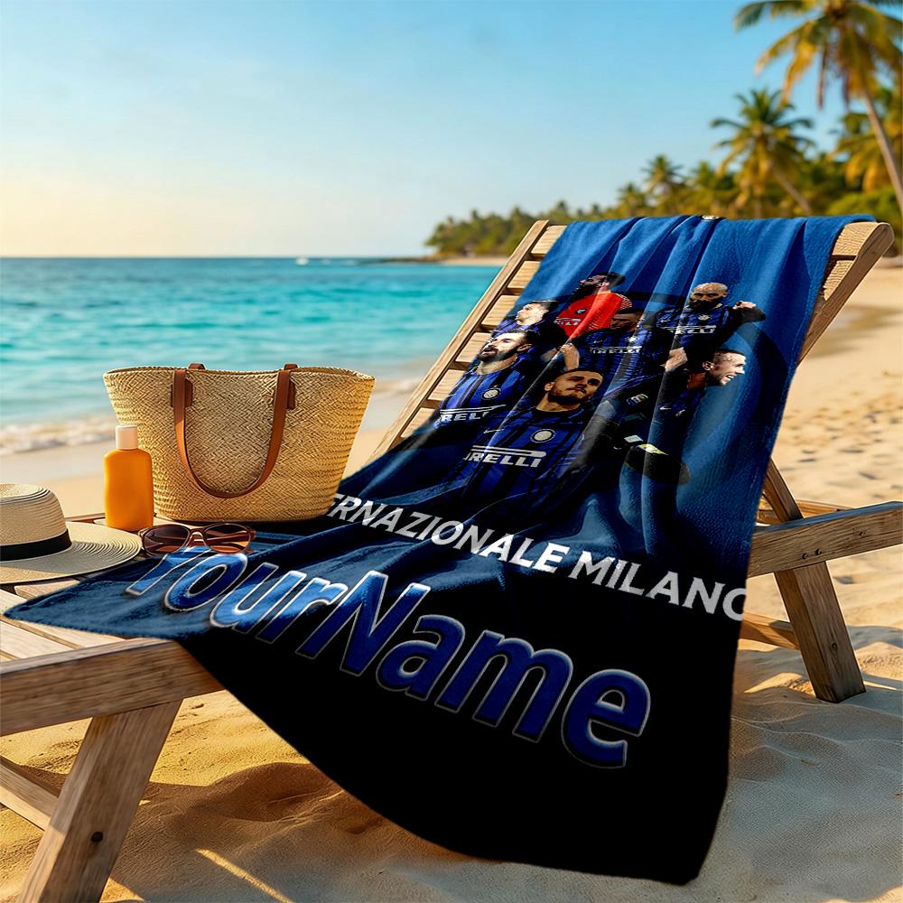 Inter Milan Customizable Name Beach Towel High Absorbency & Quick-Dry Portable for SwimmingBeachCamping Travel Beach AccessoriesGym