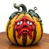 Halloween Pumpkin Statue Ghost Resin Figurine Scary Pumpkin Doll for Yard Office Indoor Outdoor Unique Halloween Gifts for Adults