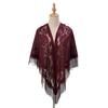 1116  Women Party Shawl Flower Embroidery Hollow Out Tassel See-through Solid Color Clothes Matching Cardigan Prom Scarf Lady