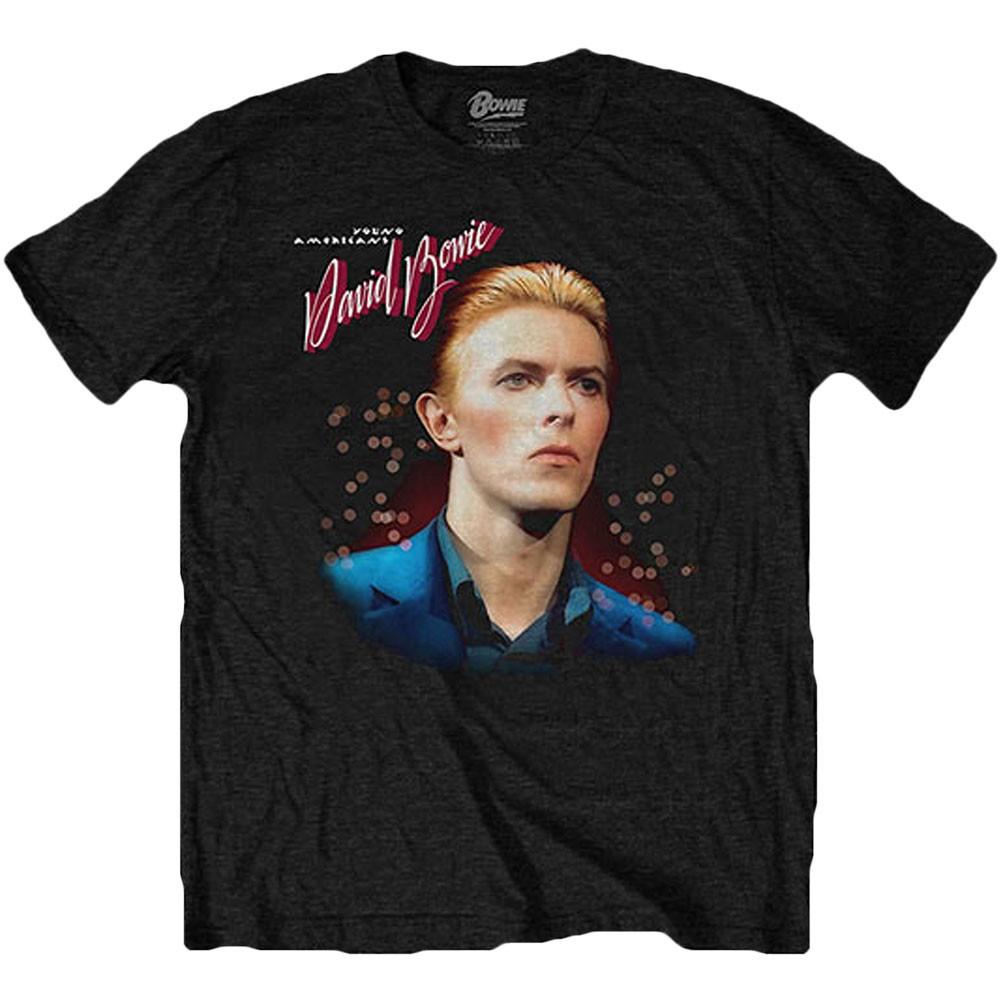 Men s David Bowie Young Americans (Back Print) Slim Fit T-shirt Medium Black 2XL