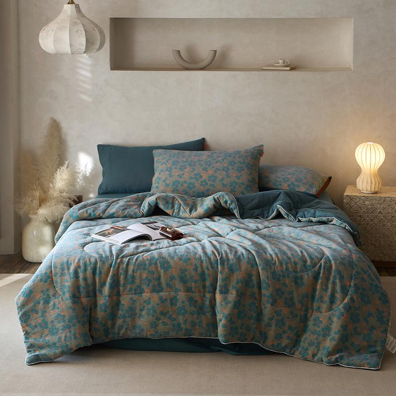 2026 A-Class Cotton Double Layer Jacquard Summer Quilt 4-Piece Set - Breathable, Non-Stuffy, Machine Washable Bedding