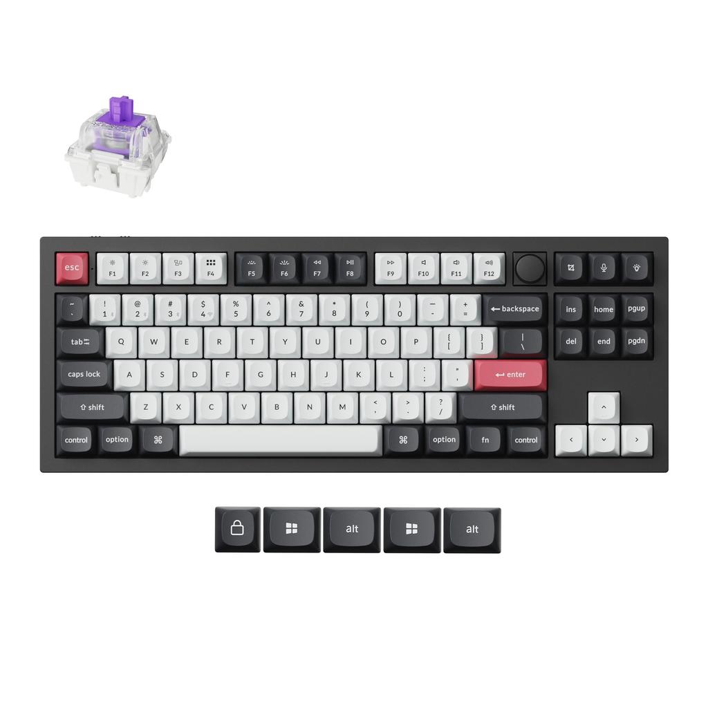 Keychron Q3 HE QMK Wireless Custom Gateron Magnetic Rapid Wired RGB Full Compatible with and Linux Carbon Keyboard, Hall-Effect Double-Rail Switches,