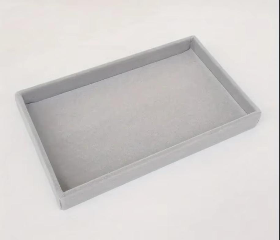 1PC, Flocking Jewelry Box Jewelry Tray, Color: Beige/Grey