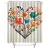 Colorful Heart-Shaped Floral Print Shower Curtain For Bathroom Decor