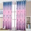 2PCS Blackout Heat Insulation Short Punched Curtain Living Room Bedroom Study Finished Curtain Thickened Printing Bay Window Perforated Curtains