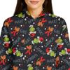 Women's Stand Collar Pullover Long Sleeve Top Christmas Print Sports Top