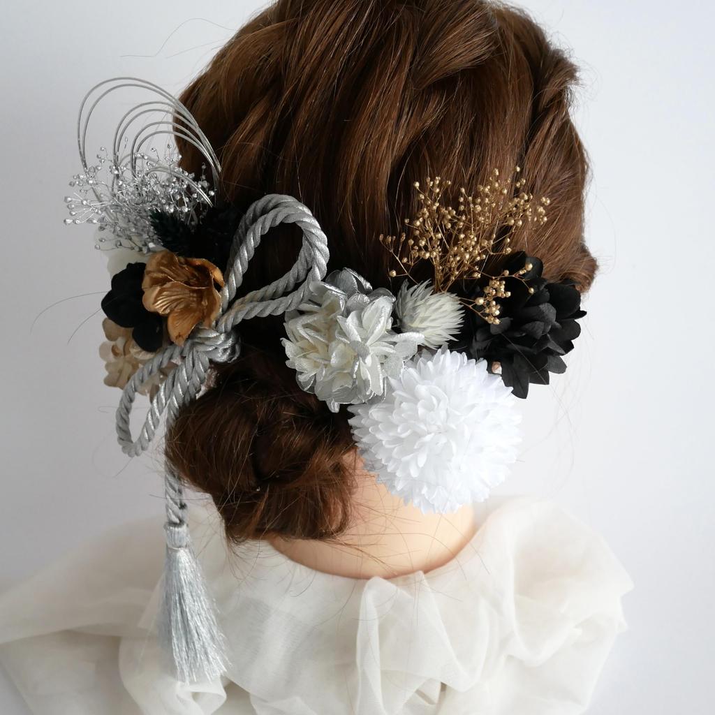 Preserved Flower Hair Ornament for and Japanese Clothing [Bria] (Silver) Coming-of-Age Ceremonies, Graduations, Weddings, Shichi-Go-San,