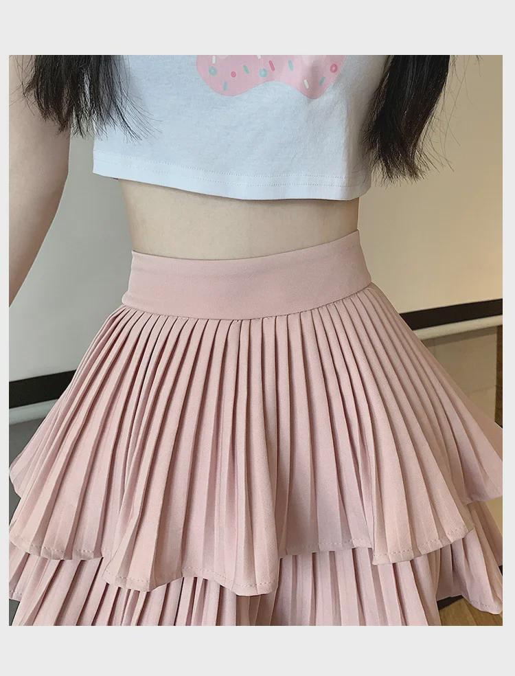 2025 Summer High-Waist Double-Layer Pleated A-Line Tutu Skirt