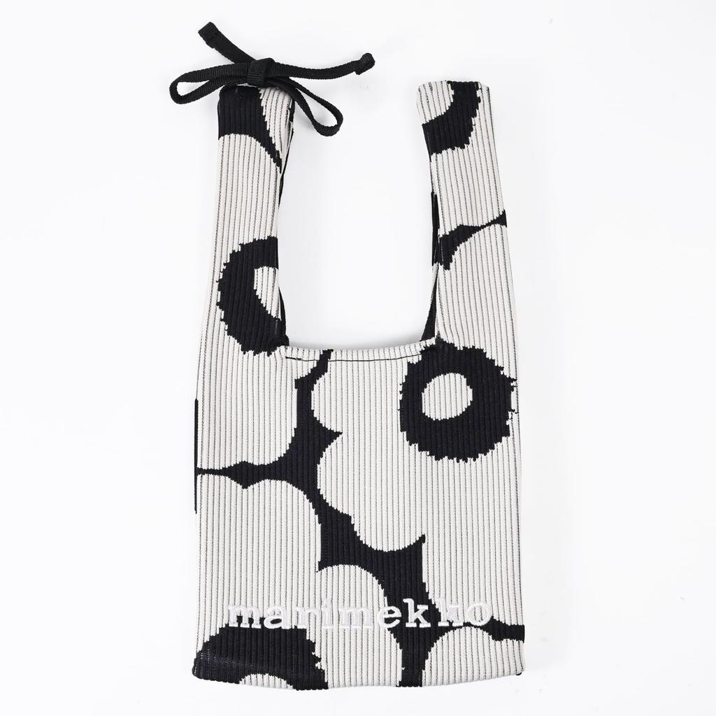 Tote KNITTED MINI Scandinavian Scandinavian design [Marimekko] bag, handbag, TOTE, Unikko, black, off-white, 94145, 094145, 911, goods, [Product]