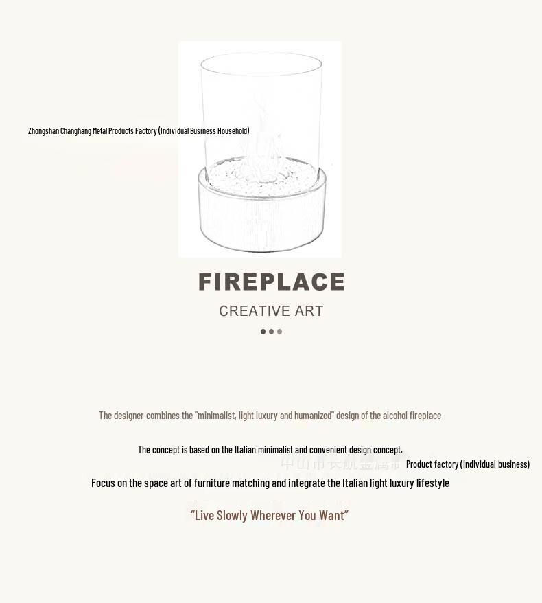 Portable Round Ethanol Fireplace: Small Indoor Tabletop Fire Stove for Bar Atmosphere