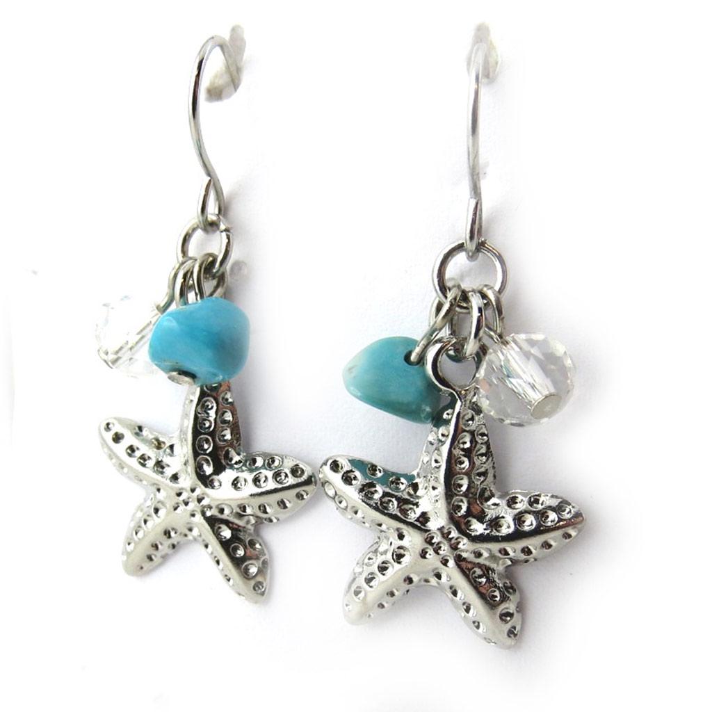 

Les Trésors De Lily [N0266] - Дизайнерские серьги «Морской мир» серебристо-бирюзовый.