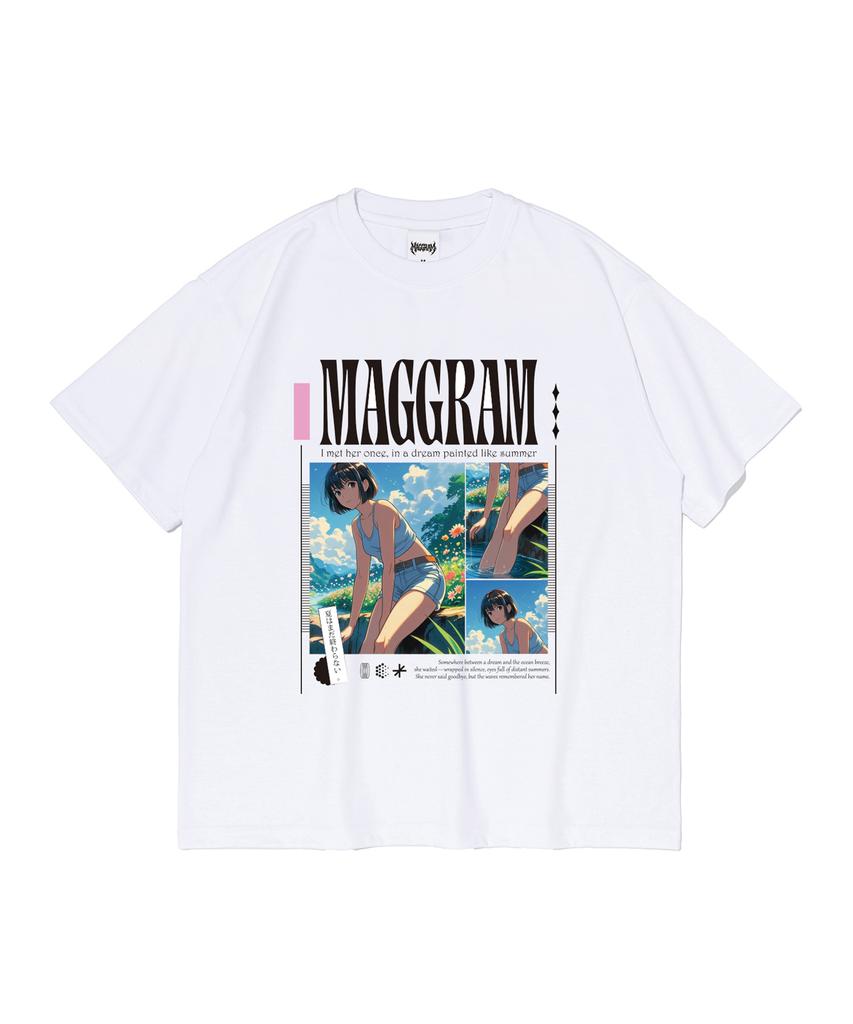 EMEIJIGEULAEM (Boxy Tee) Maggram Like Summer Short Sleeve T-Shirt (White)
