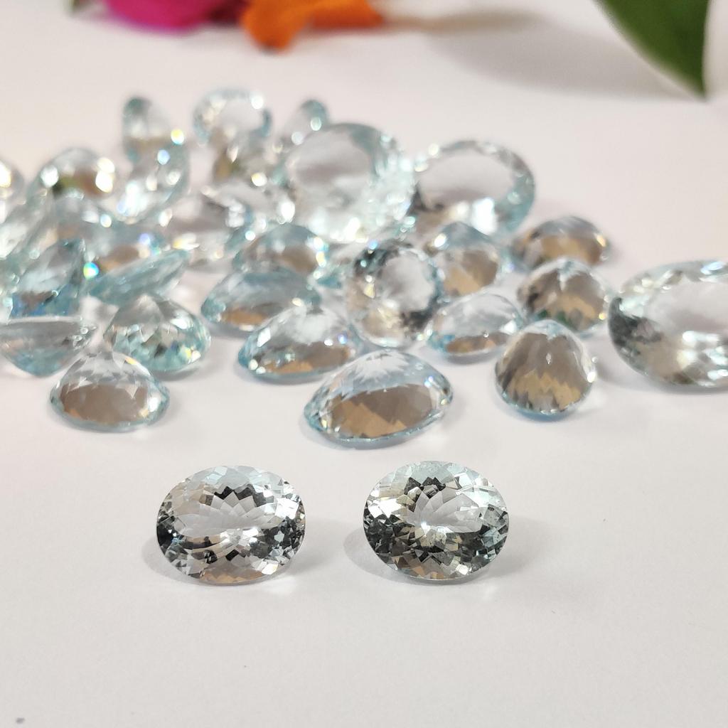 Natural Aquamarine Oval Cut Gemstone Lot, Calibrated Size Aquamarine Gemstone Lot, All Size Aquamarine Faceted Gemstone For Jewelry Making.