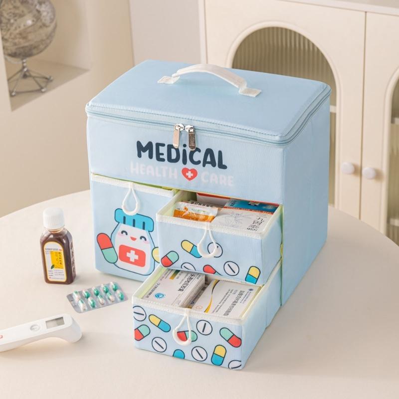 Portable Hand Carry Medicine Storage Box Foldable Multiple Drawer Compartment for Organized Home Use