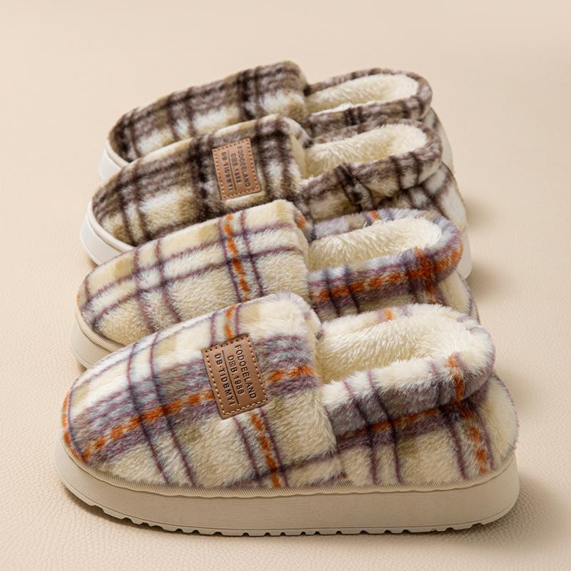 Slippers autumn and winter thickened cotton slippers bag heel thick bottom home indoor velvet warm wool slippers