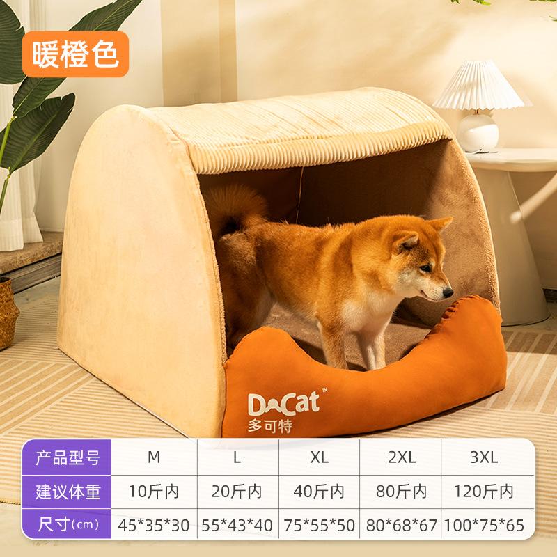 Neuer Zwinger, Universell zu allen Jahreszeiten, Herausnehmbares und waschbares Hundehaus für drinnen, Halboffenes Hundebett für große Hunde, Warm im Winter