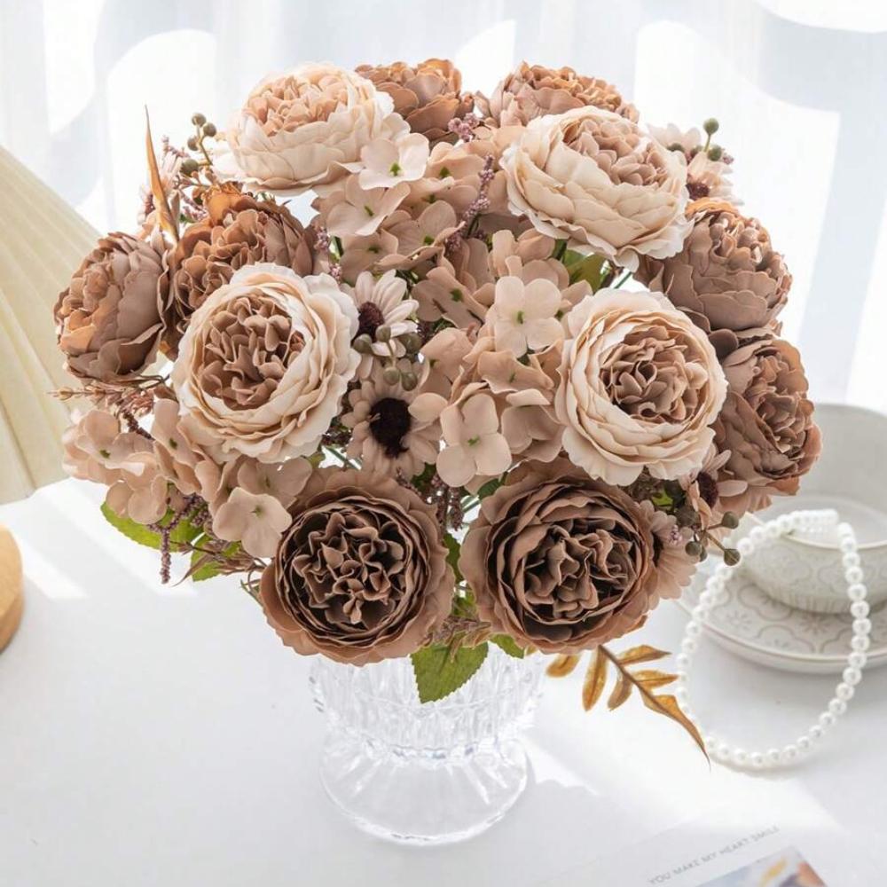 Umělé pivoňkové mix květiny pro svatební dekoraci, svatební kytici, výzdobu třídy, domácí vázu, zahradu, párty, narozeninovou událost, Valentýna