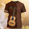 Personalized Guitar Pattern 3D Digital Print Men's Trendy Round Neck Short Sleeved T-shirt