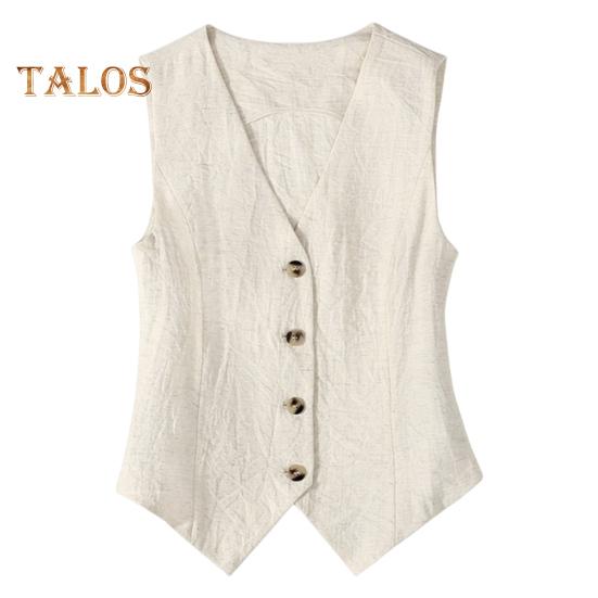 

Женский жилет однобортный однотонный без рукавов с V-образным вырезом, облегающий строгий деловой кардиган в стиле ретро для офиса, свадьбы, банкета, жилет M бежевый