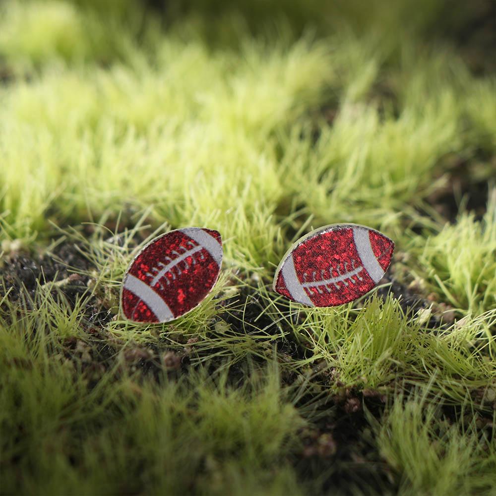 Acrylic Sparkling Ball Stud Earrings Soccer Rugby Volleyball Ear Jewelry Athletes Sports Fans