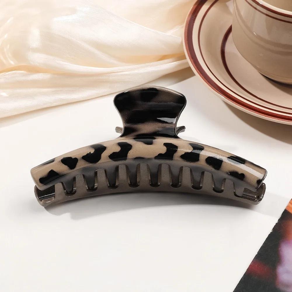 Large Small Leopard Print Hair Claw Clip for Women Thick Hair Elegant Bowknot Cross Geometric Catch Clamp Hairgrip Accessories