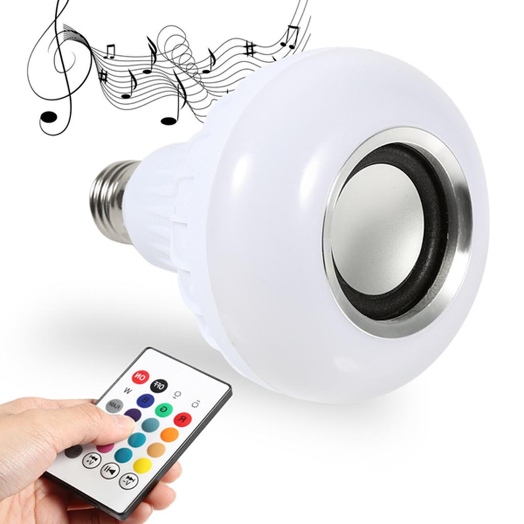 E27 12W LED Light Bulb RGB Bluetooth Speaker Music Remote Control Color Changing Lamp for Bedroom Party Decor