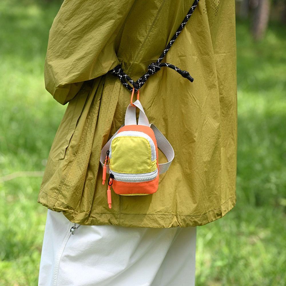 Color-blocked Mini Backpack Coin Purse Colorful Canvas Coin Bag Earphone Storage Bag Daily