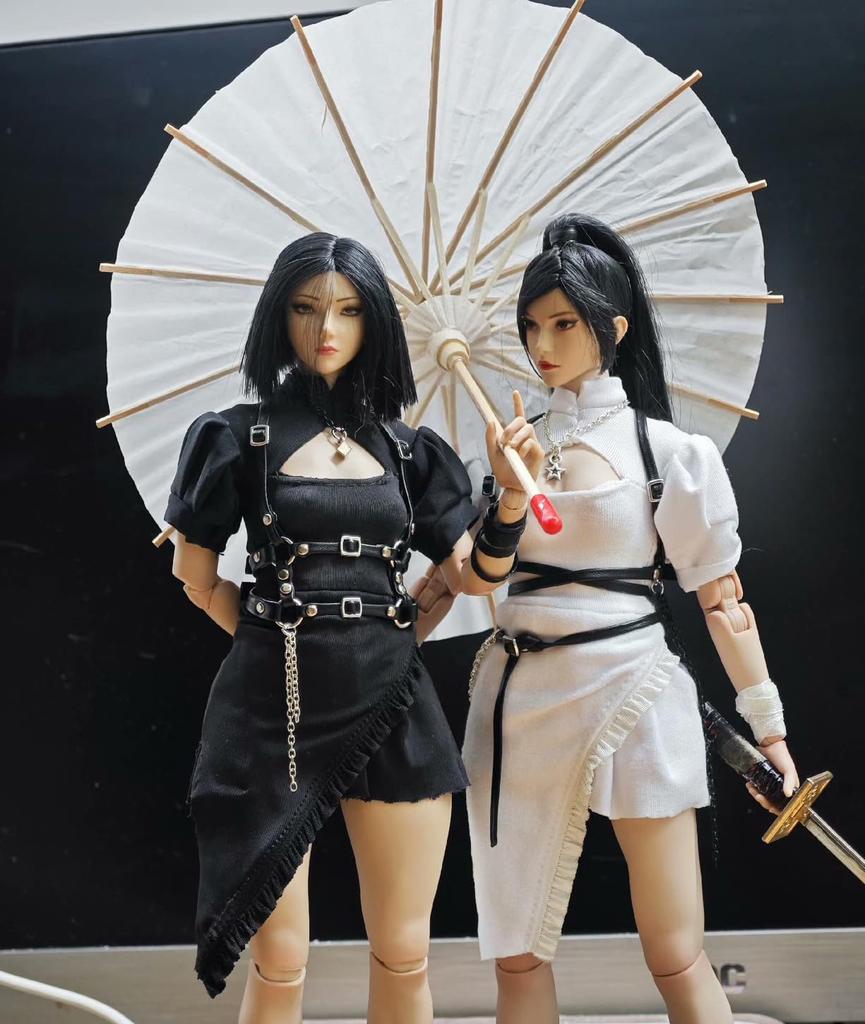 1/6 Sexy Clothing 1/6 Female Maid Outfit, Female Warrior Outfit, Ninja Outfit, Female Samurai Costume (Body, Head, Shoes Not Included) Black Dress Up