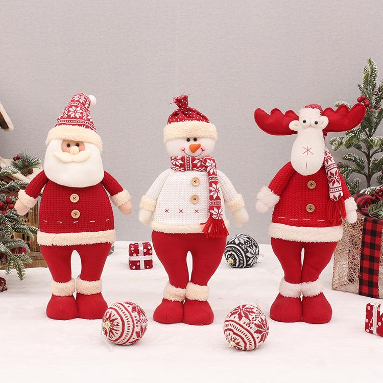 Cross-border Christmas Explosions Standing Retractable Santa Claus Snowman Elk Deer Fabric Doll Doll