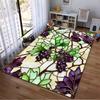 "Stained Glass Style Carpet with Green Leaves and Purple Grapes Design" Suitable for use as an anti-slip for living room bedroom sofas