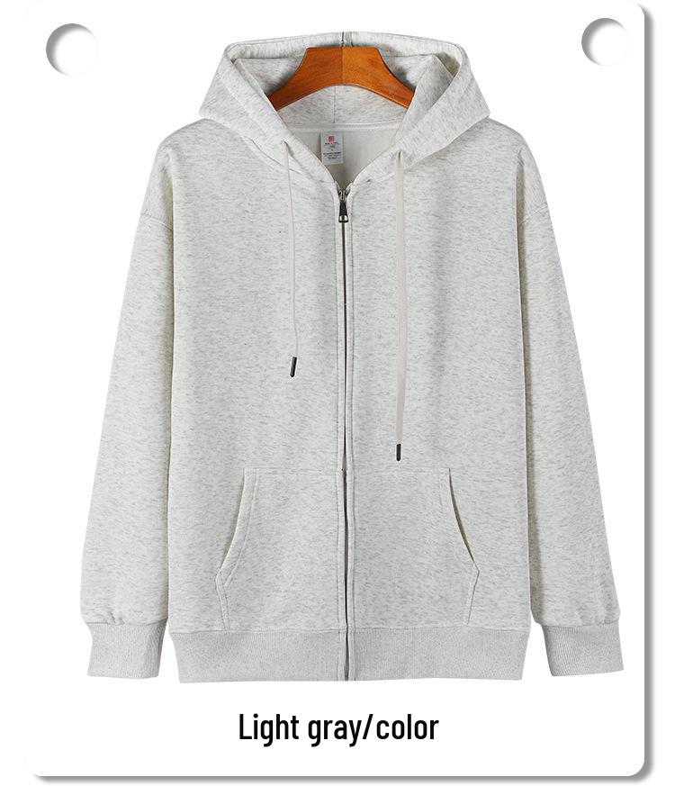 Men's Heavyweight Silver Fox Fleece Hoodie: Thick, Warm, Solid Color, Customizable, Hooded Jacket for Autumn/Winter