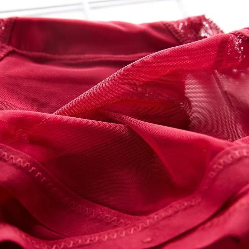 Women's Sexy Panties Transparent Mesh Breathable Briefs Underwear Low-Rise Bow Floral Panty for Lady Girl 3 Pcs/set