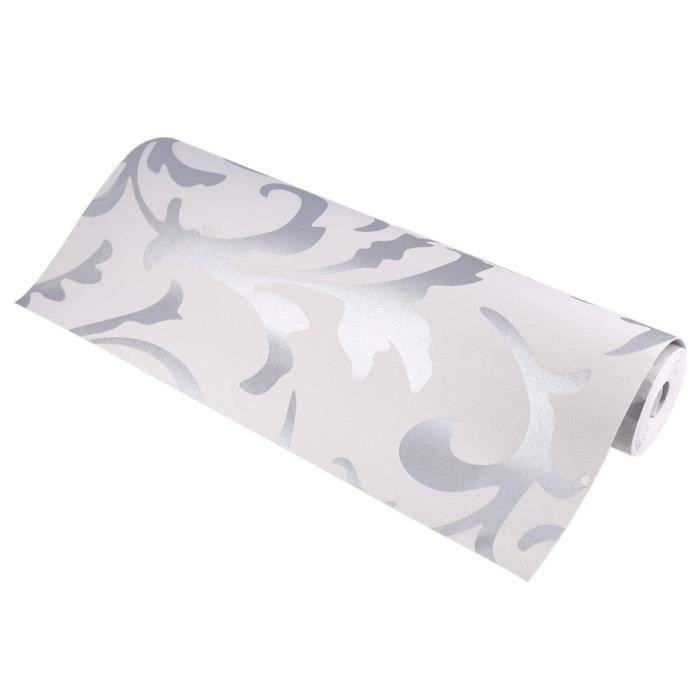 Papier peint - shanghai - baroque - argent - 10m x 0.53m - intissé