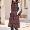 Down Cotton Vest Women's Long Autumn and Winter Korean Version Hooded Vest Casual Women's Outerwear Cotton Jacket Vest