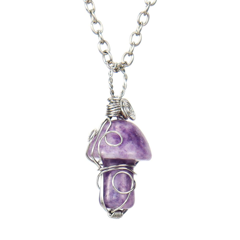 Hand-Woven Crystal Agate Small Mushroom Pendant Necklace Jewelry Diy Jewelry Accessories N587 pure natural лиловый