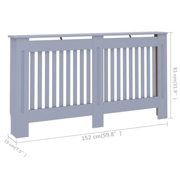 Cache-radiateur Anthracite - VidaXL - 152x19x81 cm - MDF - Espace de rangement pour livres et ornements