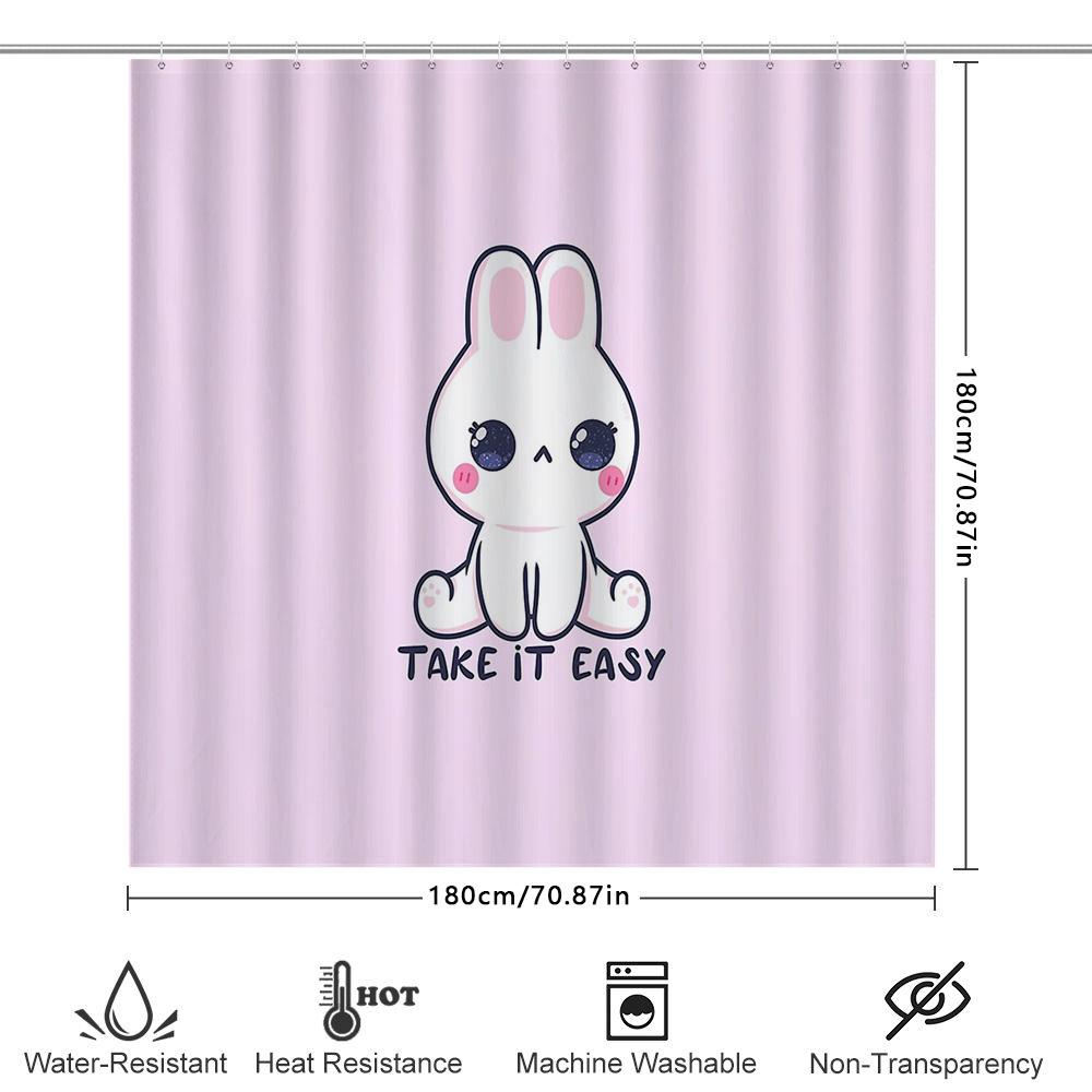 Cute Rabbit Shower Curtain Bathroom Decor Farmhouse Easter Bunny Washable Fabric Liner Set For Kids Room
