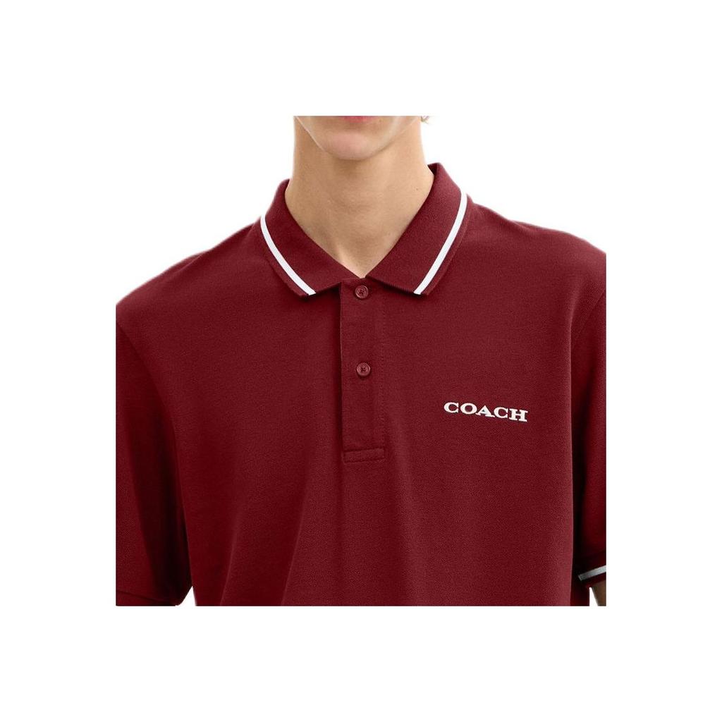 Coach Classic Logo Trim Cotton Polo Shirt Men tops CBW44-WTG