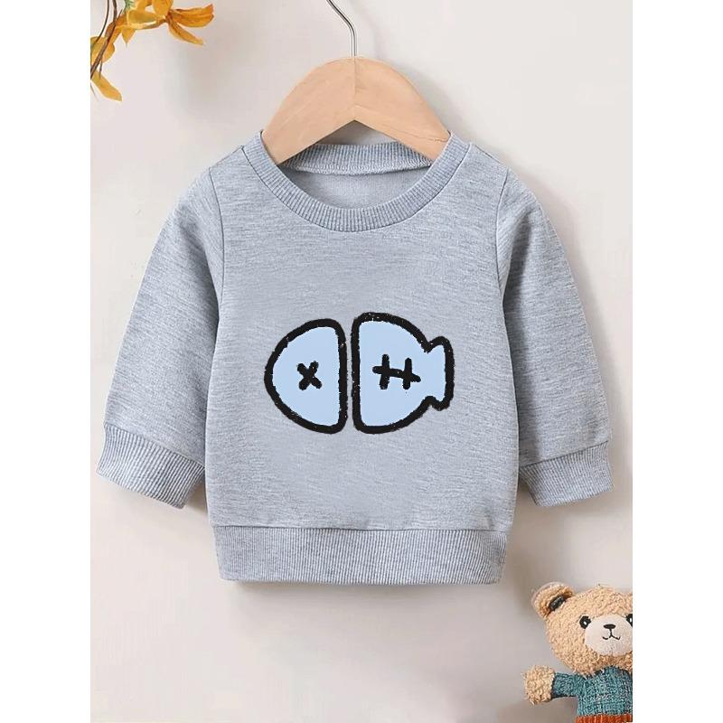 European Size Cute and Fun Printed Pattern, Thin and Versatile Comfortable Round Neck Hoodie for 0-3 Year Old Baby s in Spring and Autumn