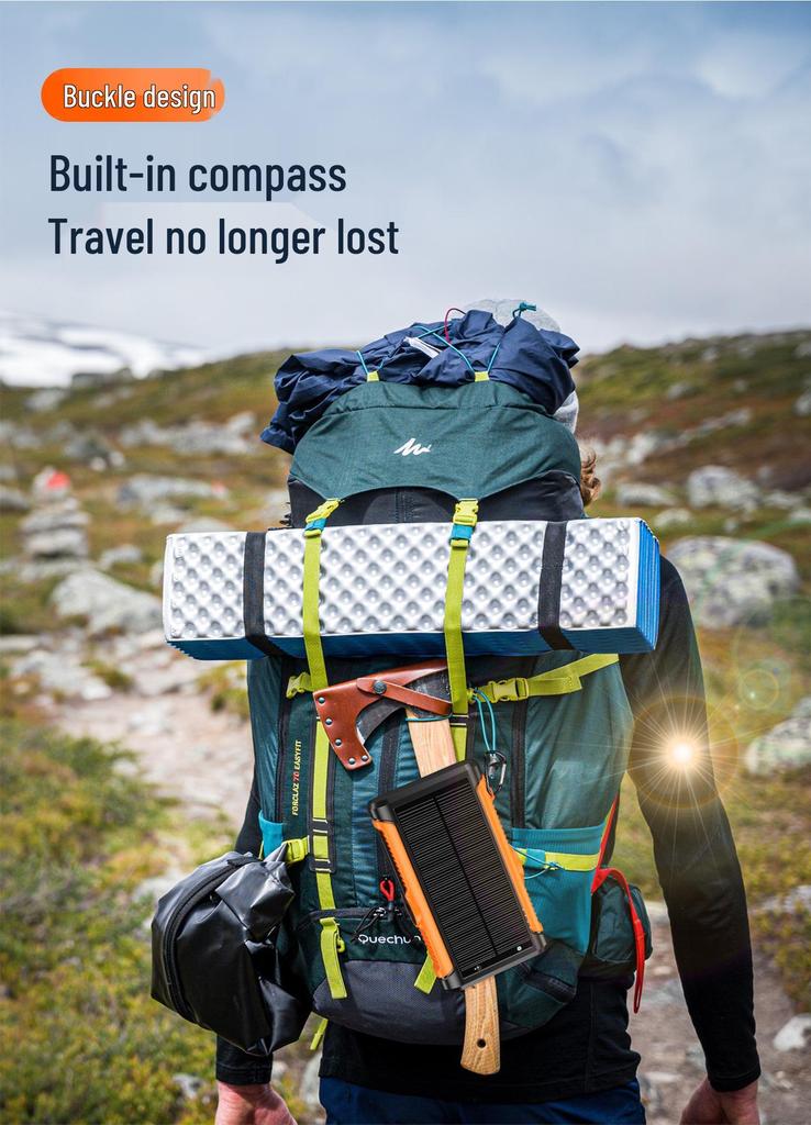 Solar Hand-Crank Power Bank & Magnetic Wireless Charger with PD 22.5W Fast Charging & Built-in Cable - Camping Mobile Power Supply.