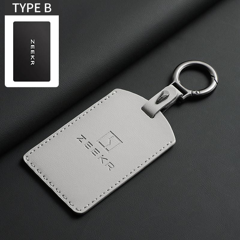Leather Car Key Case Cover For ZEEKR X 001 007 009 Original Car Color Remote Key Cover Keychain Protector Holder Shell Accessory