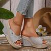 Fashion New Women Sandals Open Toe Wedge Heel Fish Mouth Thick Sandals Woman Luxury Fashion Vintage Denim Shoes Women Zapatos De Mujer