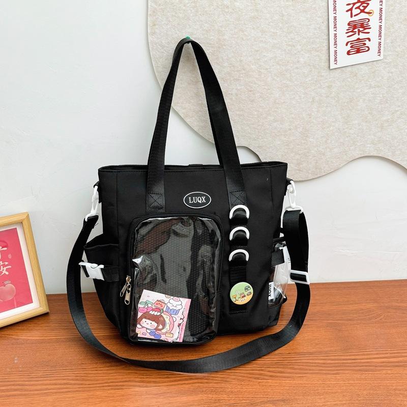 

Versatile tote bag, transparent shoulder bag, backpack, large-capacity tutoring bag, messenger bag. чёрный