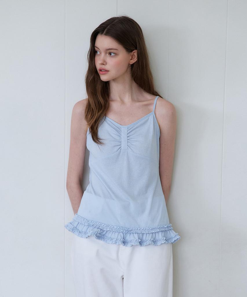 HANE Bow Shirring Frill Sleeveless_Soft Sky