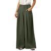 Women Wide Leg Trousers High Waist Pleated Loose Fit Pants with Pockets Button and Zip Closure for Office Casual Wear