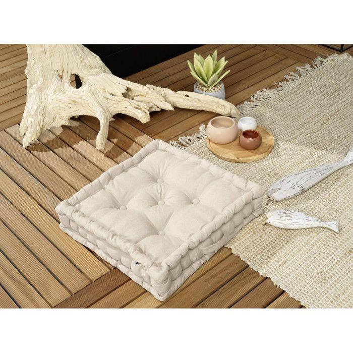 Outdoor Bodenkissen wasserabweisend - UV-beständig "Kala" aus Baumwolle 50 x 50 x 10 cm l'Effet Papillon