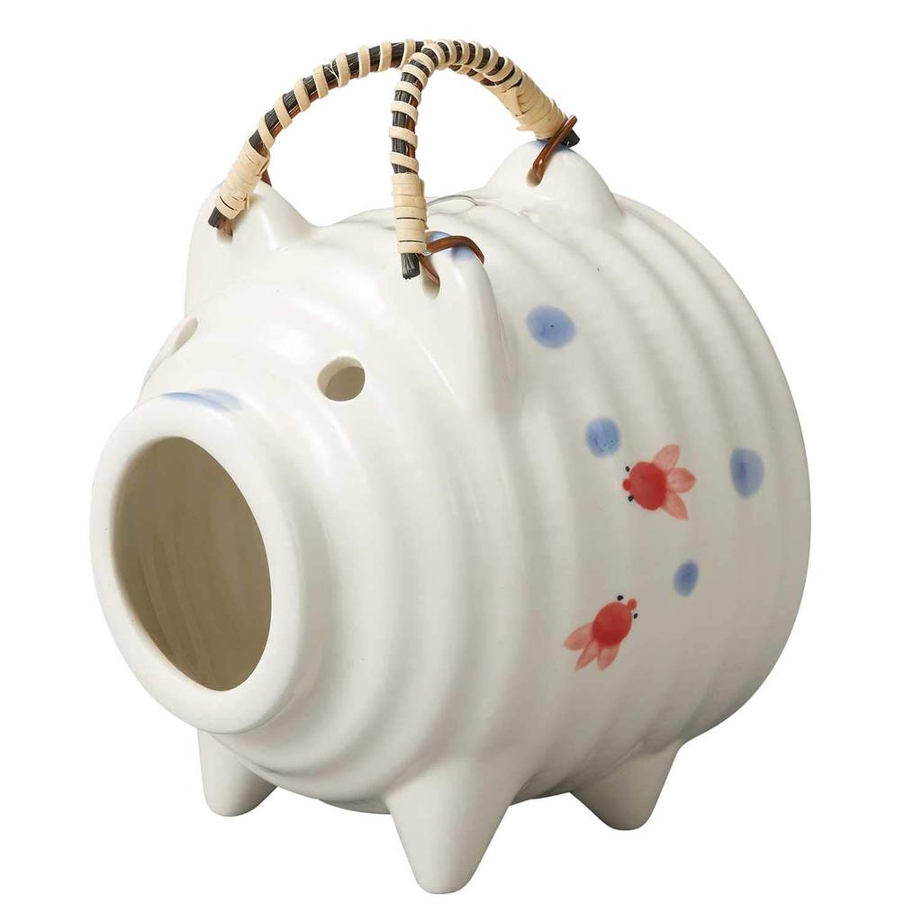 Banko Ware Mosquito Coil Pig Mosquito Coil Holder Goldfish Mosquito Coil Holder Stand Height 15cm Made in Japan 182459