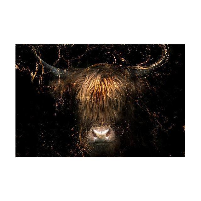 

Gold Big Horned Animal On Black Background Prints Poster Canvas Painting Modern Wall Art Pictures Living Room Bedroom Home Decor 21x30cm No Framed